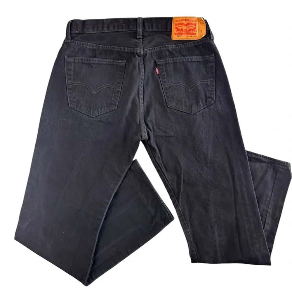 Levi's 501 Men's Black Faded Buttonfly Classic 100% Cotton Straight Jeans‎ 34/32